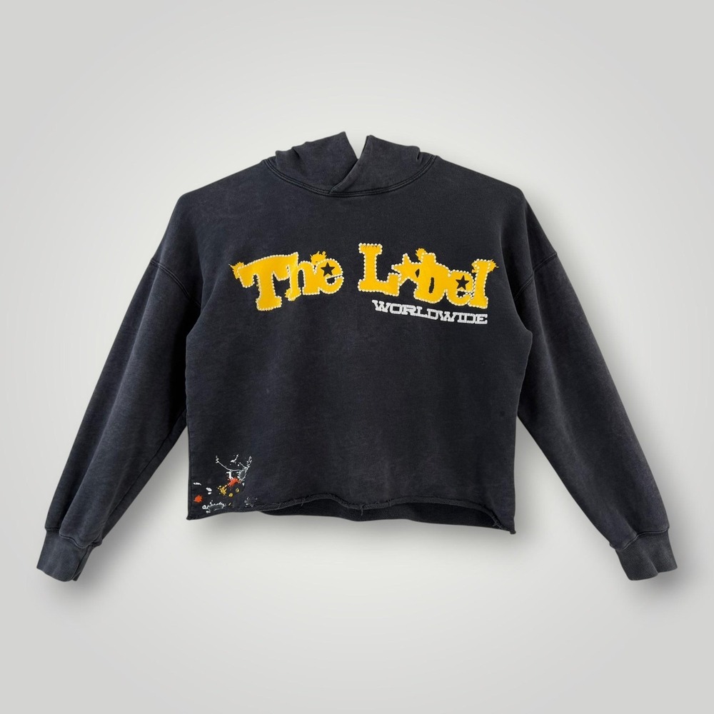 Curiah Lee The Label Hoodie M Black Graphic Raw Cut Streetwear‎ Pullover